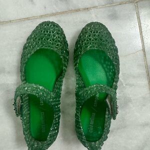 Mini Melissa Canpana Kids' Sparkling Green Sandals Size 12-12.5 (30 EU)